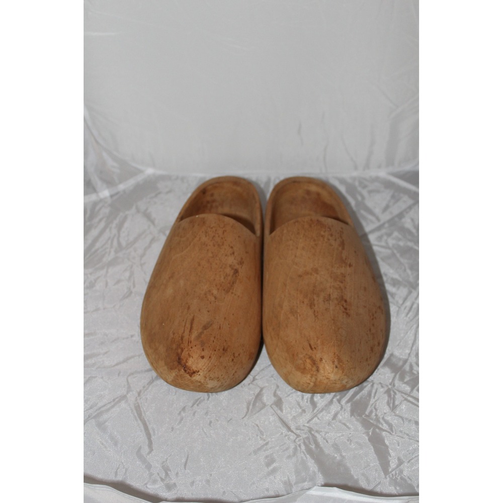 VTG Antique Dutch Wooden Clogs Traditional Hand Carved Klompen Shoes 12 Inch